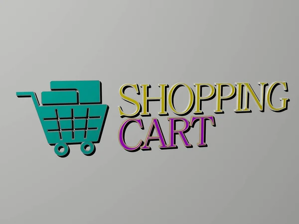 Illustrazione Della Grafica Shopping Cart Del Testo Realizzato Con Lettere — Foto Stock