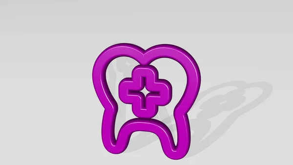 Zahnmedizin Zahn Symbol Wirft Schatten Illustration — Stockfoto