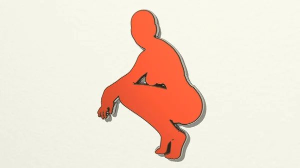 Frauen Sitzen Mit Glimpse Von Bürsten Zeichensymbol Illustration — Stockfoto
