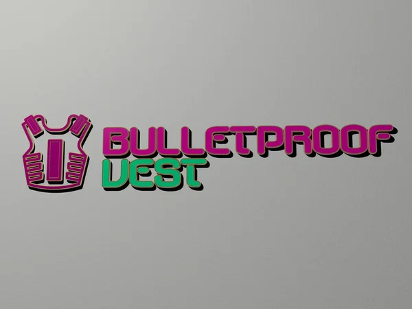 Darstellung Von Bulletproof Vest Mit Icon Der Wand Und Text — Stockfoto