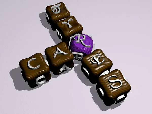 Car Tyresカラフルな立方文字のクロスワード 3Dイラスト — ストック写真