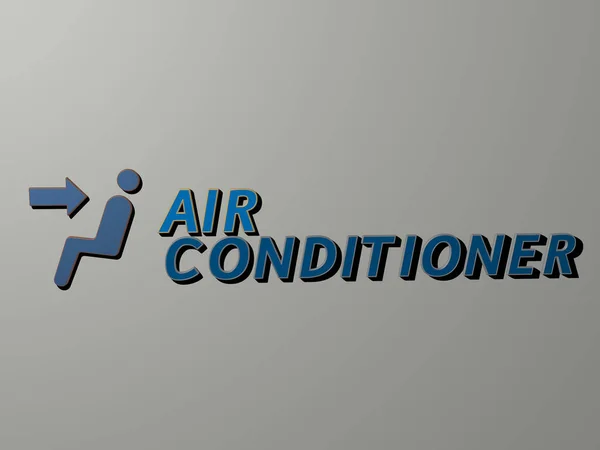 Air Conditioner Icon Text Wall Illustration — Stock Photo, Image