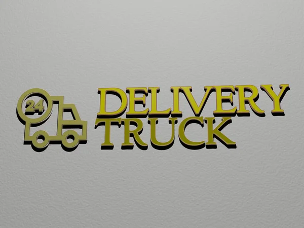 Entrega Truck Icono Texto Pared Ilustración — Foto de Stock