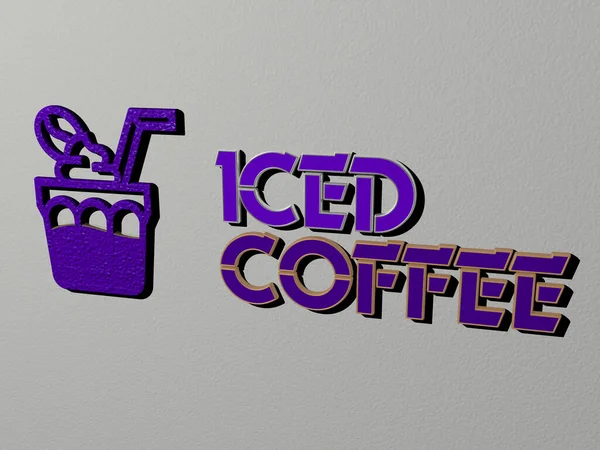 Eiskaffee Symbol Und Text Der Wand Illustration — Stockfoto