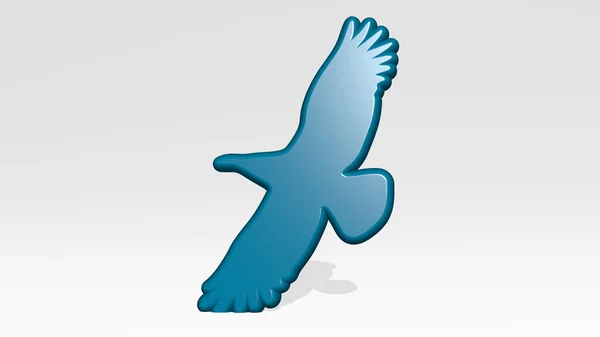 Pássaro Ícone Fundição Sombra Ilustração — Fotografia de Stock