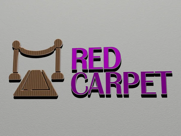 Roter Teppich Symbol Und Text Der Wand Illustration — Stockfoto