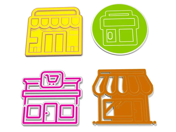 Store Conjunto Iconos Ilustración —  Fotos de Stock