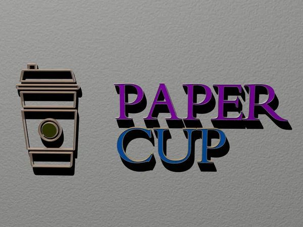 Weergave Van Paper Cup Met Icoon Muur Tekst Gerangschikt Door — Stockfoto