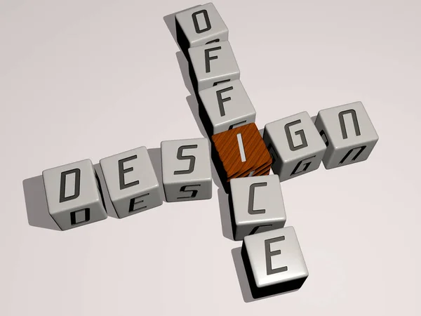 Design Office Kruiswoordraadsel Door Kubieke Dobbelstenen Letters Illustratie — Stockfoto