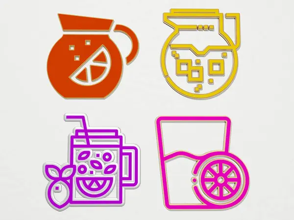 Lemonade Icons Set Illustration — Stockfoto