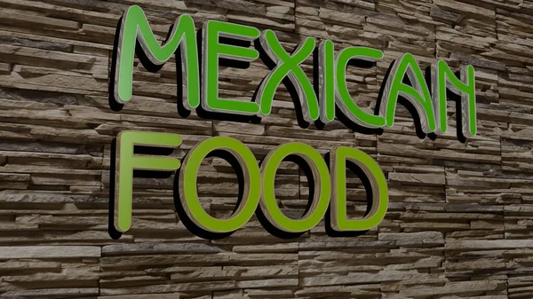 Mexican Food Szöveg Texturált Falon Illusztráció — Stock Fotó