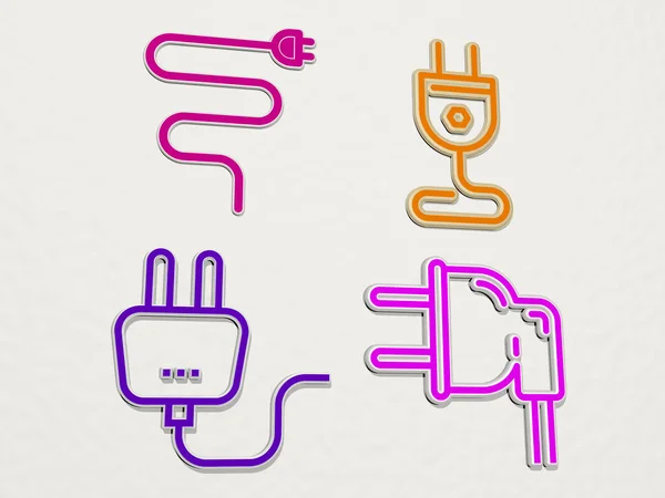 Plug Icons Set Illustration — Stock Photo, Image