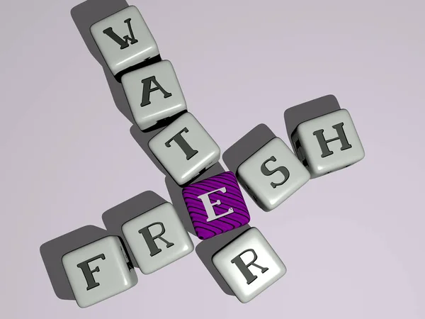 Fresh Water Crossword Cubic Dice Letters Illustration — Stock Photo, Image