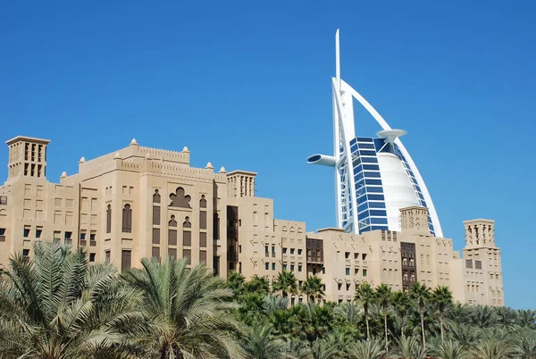 Dubai Skyline Junto Mar Hotel Lujo Burj Arab — Foto de Stock