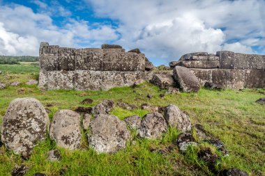 Ahu Tongariki 'den Moais, Paskalya Adası, Şili