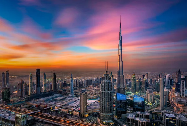 Dubai Centro Cidade Skyline Emirados Árabes Unidos — Fotografia de Stock