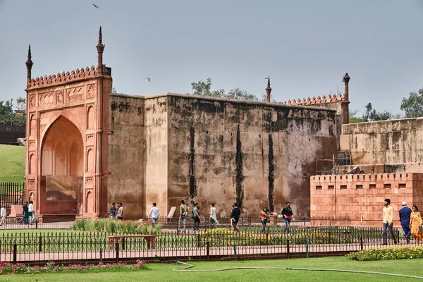 Czerwony Fort Delhi Jest Czerwonym Piaskowcowym Miastem Fortu Zbudowanym Podczas — Zdjęcie stockowe