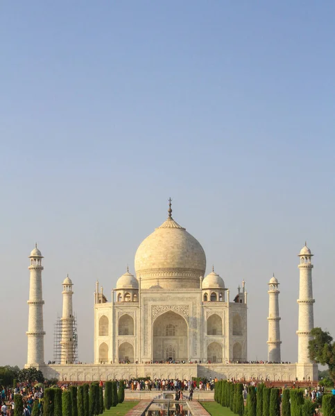 Taj Mahal Jest Mauzoleum Kości Słoniowej Południowym Brzegu Rzeki Yamuna — Zdjęcie stockowe