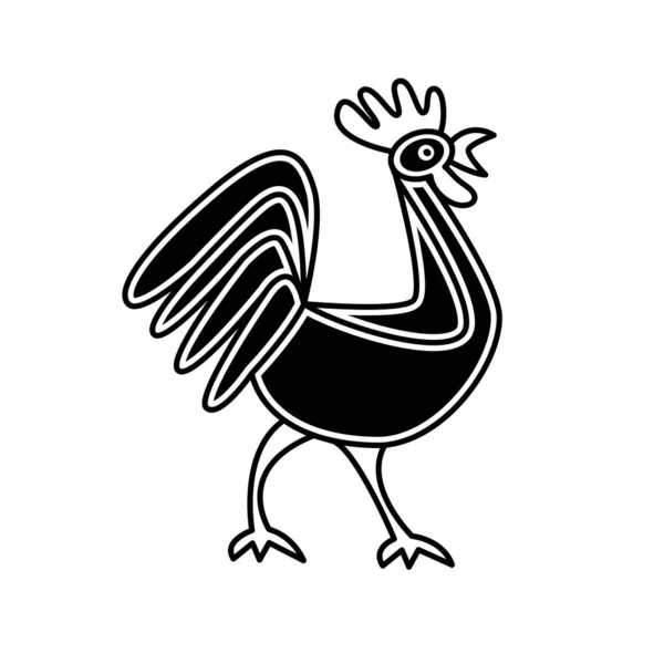 Coq Icône Illustration Vectorielle Noir Blanc — Image vectorielle