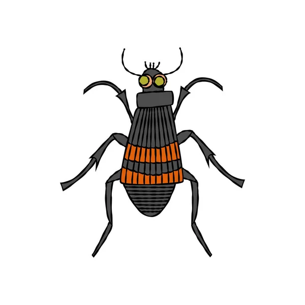 Burying Beetle Hand Drawn Vector Illustration Isolated White — Stock Vector