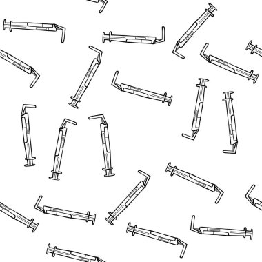 Şırıngalarla kusursuz desen. El çizimi B & W vektör çizimi.