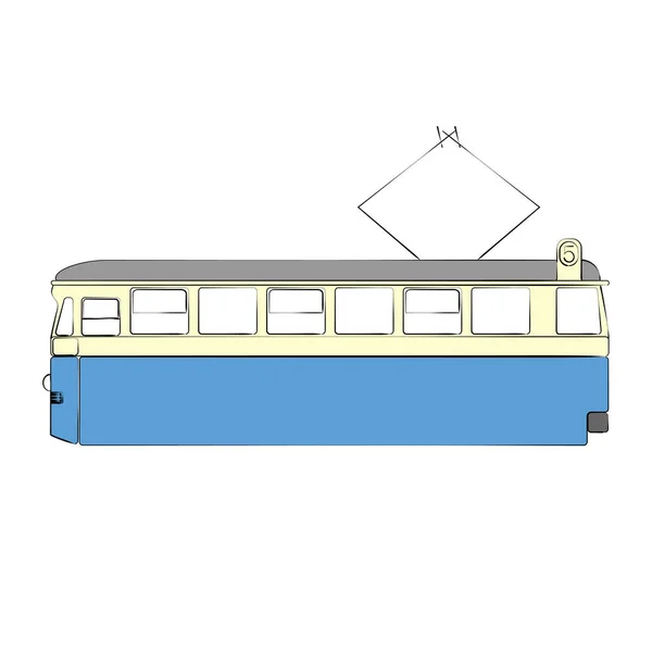 レトロな路面電車のアイコン 手描きのベクトルイラスト — ストックベクタ
