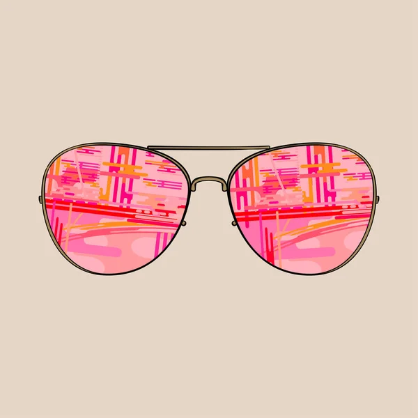 Sonnenbrille Mit Spiegelungen Handgezeichnete Vektorillustration Flache Farben Leicht Umzufärben — Stockvektor