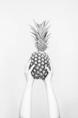 Olgun ananas siyah beyaz izole