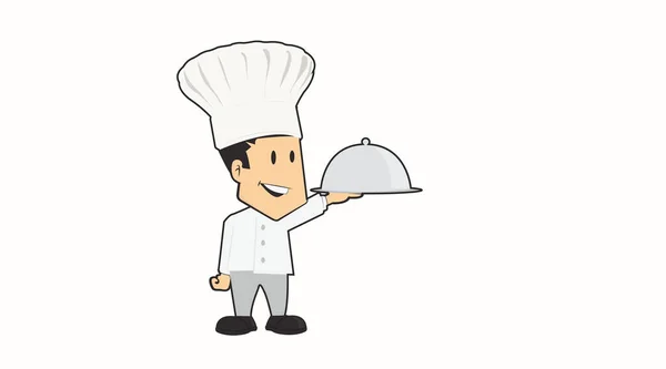 Vector Geïsoleerde Cartoon Chef Illustratie — Stockvector