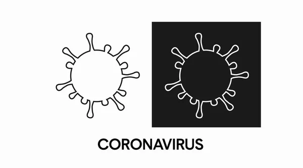 Ícone Isolado Vetorial Vírus Ilustração Coronavírus Preto Branco —  Vetores de Stock