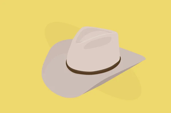 Illustration Isolée Vectorielle Chapeau Cow Boy Blanc — Image vectorielle