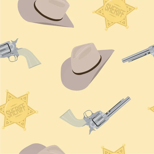 Vector Seamless Pattern Background Cowboy Themed — Stock Vector