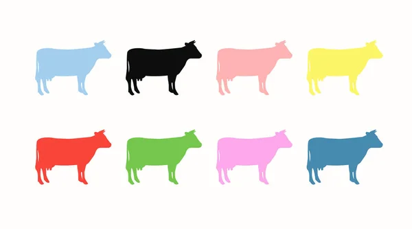 Σύνολο Διαφορετικών Εικόνων Αγελάδας Χρωμάτων — Διανυσματικό Αρχείο