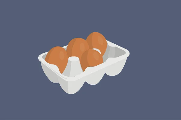 Vektorillustration Eines Eierkartons Mit Eiern Isoliert — Stockvektor