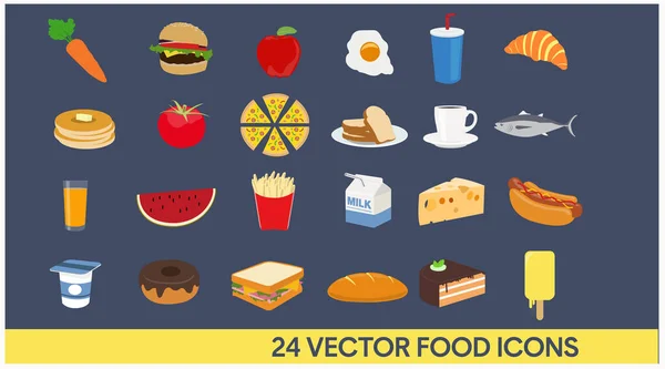 Σύνολο Εικόνων Απεικόνισης Διανυσμάτων Τρόφιμα Λαχανικά Fast Food Ποτά Ψάρια — Διανυσματικό Αρχείο