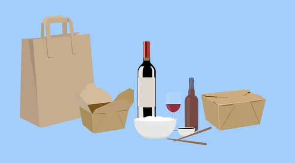 Ilustração Isolada Vetor Alimentos Tirar Com Vinho Cerveja —  Vetores de Stock