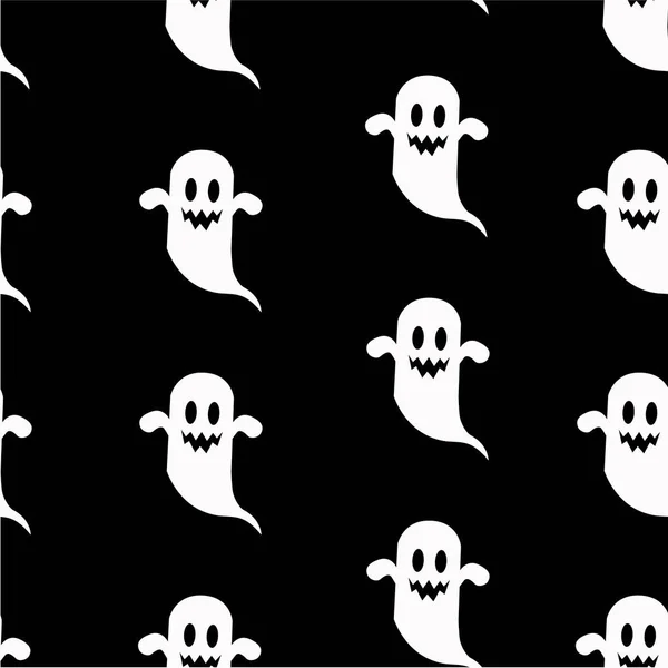 Vector Sem Emenda Halloween Padrão Fundo Com Fantasma —  Vetores de Stock