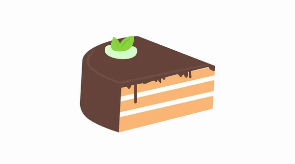 Vektor Isolierte Illustration Eines Stücks Schokoladenkuchen — Stockvektor