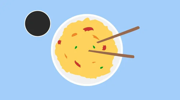 Διάνυσμα Απομονωμένη Απεικόνιση Ενός Κινεζικού Μπολ Τροφίμων — Διανυσματικό Αρχείο