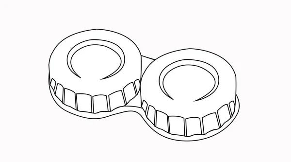 Vektor Isolierte Schwarz Weiß Illustration Auf Einer Kontaktlinsenhülle — Stockvektor