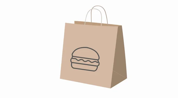 Vector Isolated Illustration Take Away Burger Paper Bag — Stock Vector