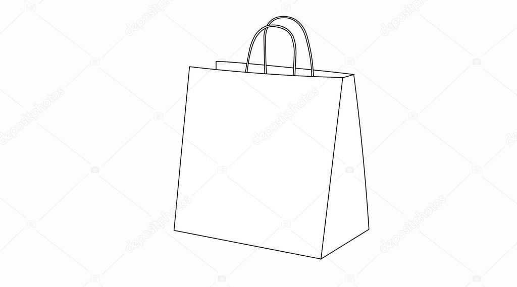 Vector Black and White Isolated Illustration of a Take Away Paper Bag