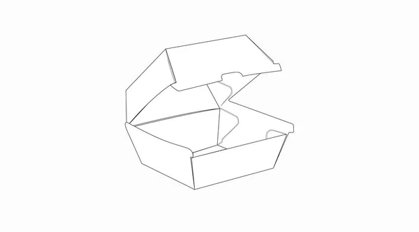 Vektor Isolierte Linien Schwarz Weiß Illustration Einer Take Away Box — Stockvektor