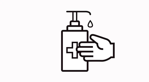 Vector Geïsoleerde Zwarte Witte Hand Sanitizer Ikoon Teken — Stockvector