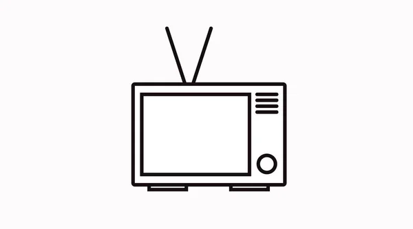 Vector Aislado Televisión Blanco Negro Icono Signo — Archivo Imágenes Vectoriales