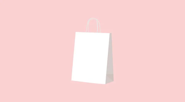 Vector Isolated Illustration White Take Away Paper Bag — Stock Vector