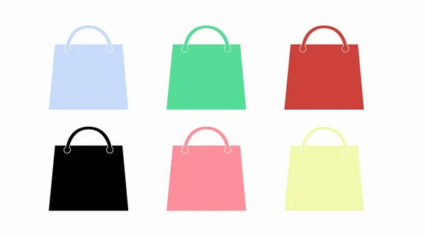 Vector Isolated Different Colors Shopping Bag Icon Set — Stock Vector