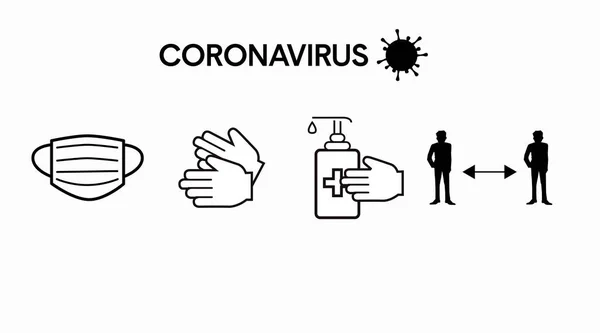 Conjunto Ícones Prevenção Coronavírus Isolado Vetorial — Vetor de Stock