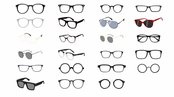 Conjunto Isolado Vetorial Diferentes Molduras Óculos —  Vetores de Stock