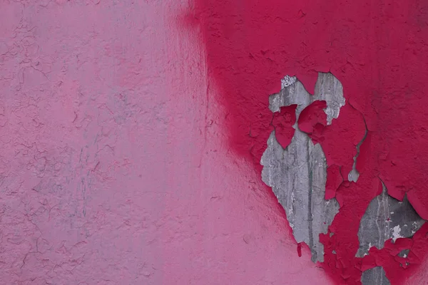 Die Wand Ist Rosa Und Himbeerfarben Gestrichen Himbeerfarbe Ist Teilweise — Stockfoto